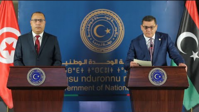 مؤتمر صحفي مشترك لرئيس حكومة الوحدة الوطنية ورئيس الحكومة التونسية بديوان رئاسة الوزراء